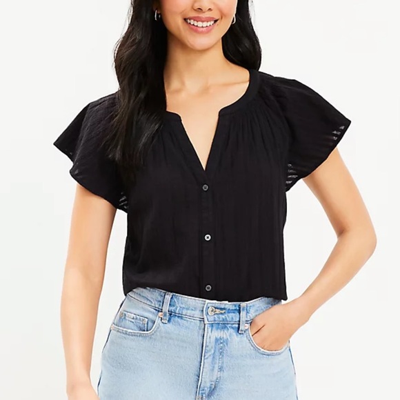 LOFT Flutter Sleeve Button Top🎉🎉 - Picture 1 of 7